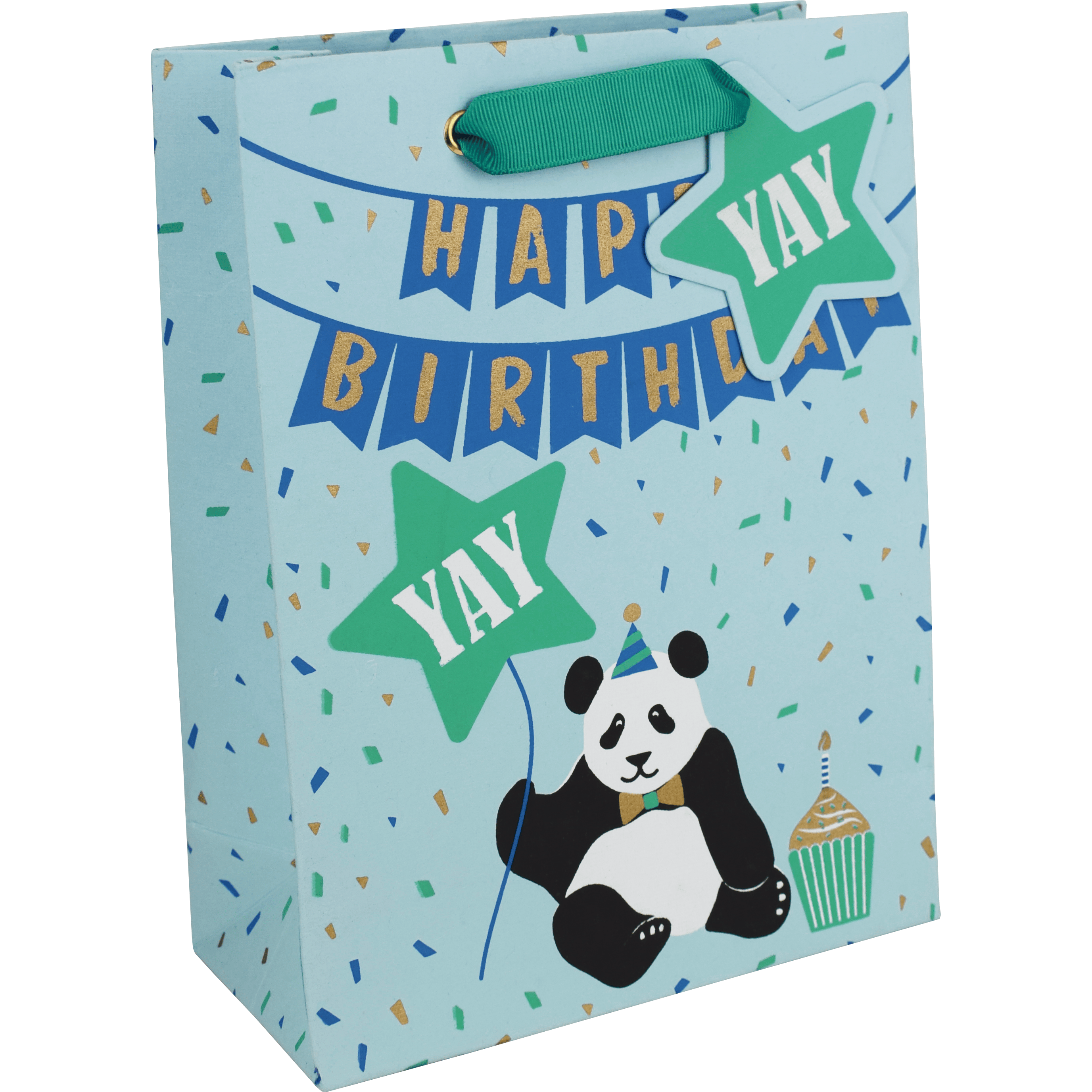Medium birthday gift bag featuring a cute panda design by Love Vivid, ideal for wrapping birthday presents.